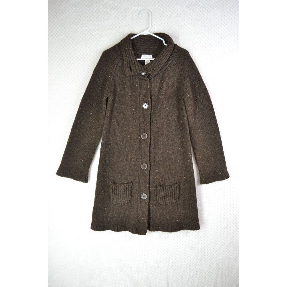 Max Studio MSSP Women's Medium Brown Lambswool Long Cardigan Sweater